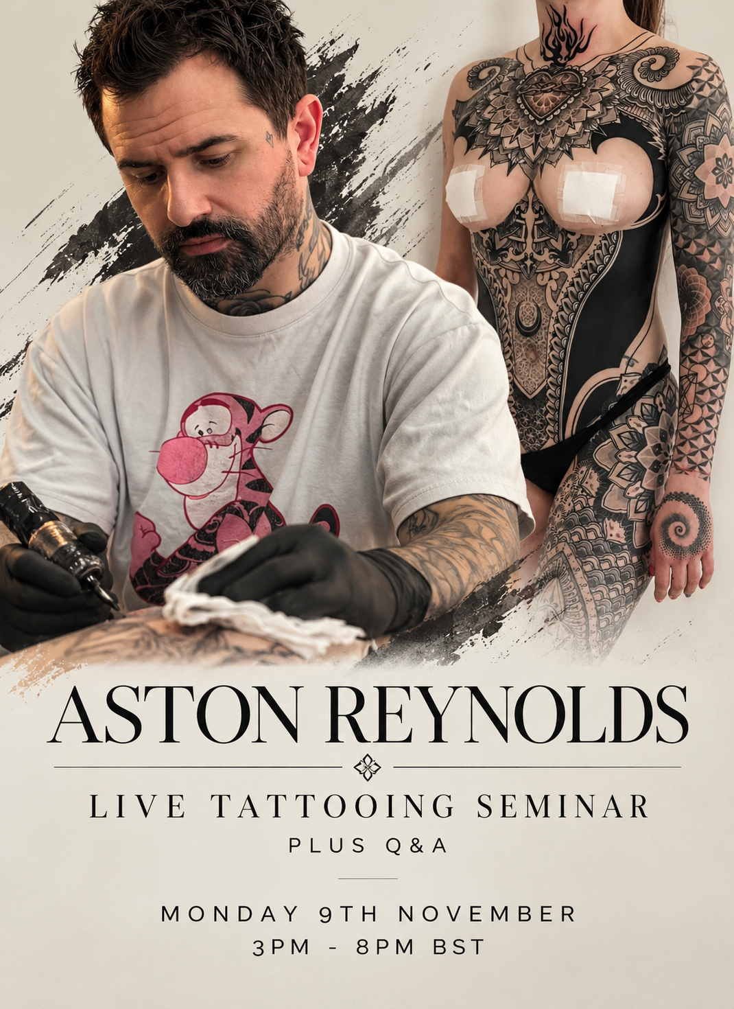 ASTON REYNOLDS live interactive tattoo seminar + Q&A Monday 9th November 3pm-8pm BST